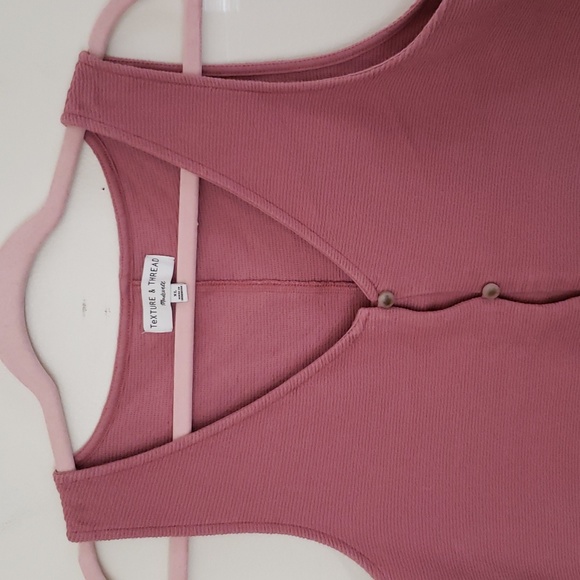 Texture and thread madewell button tien front v neck tank, ribbed, women's XL - Picture 2 of 7